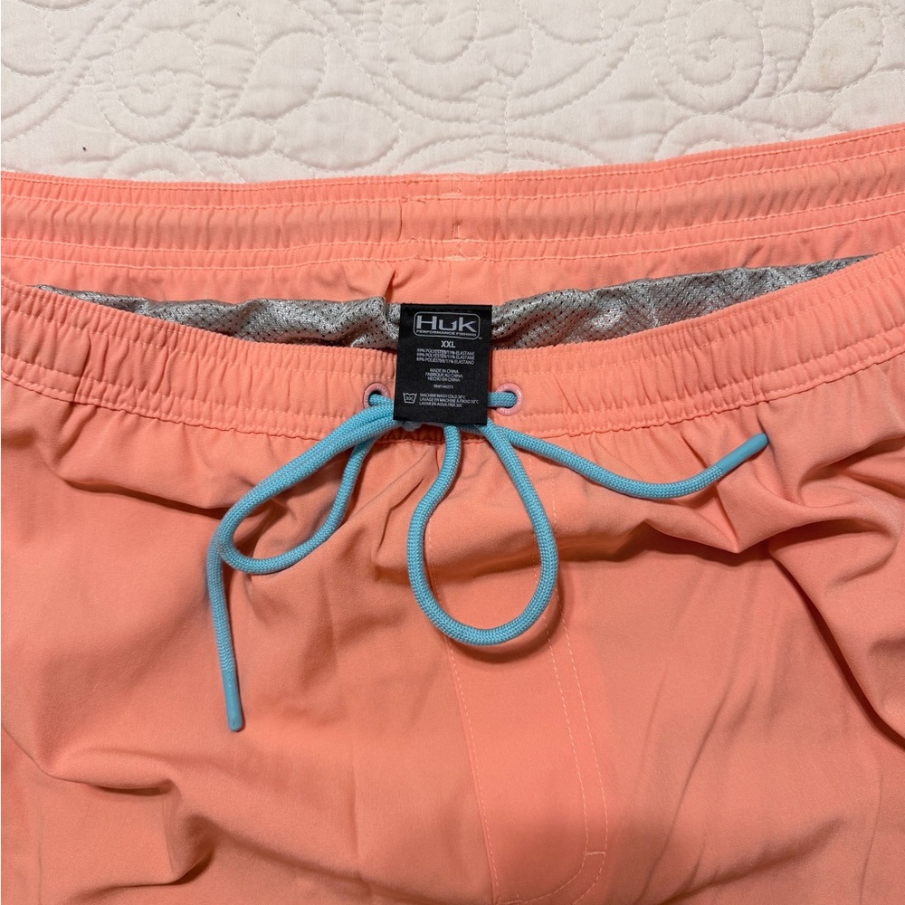 NWT Huk Peach Swim Trunks with Coral Drawstring